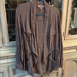 Torrid Mauve Brown Summer Weight Gauze Utility Jacket with Roll Tab Sleeves